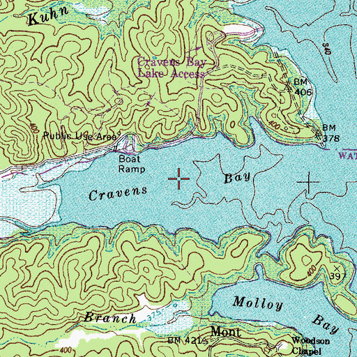 Topographic Map of Cravens Bay, KY