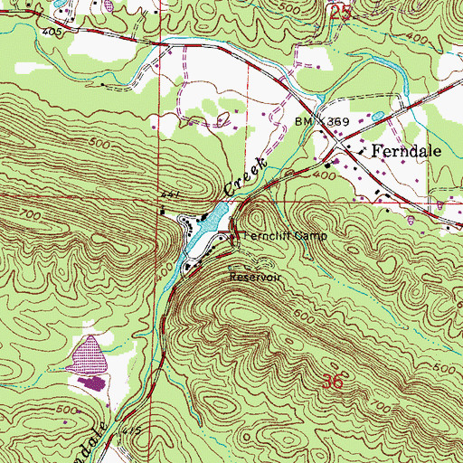 Topographic Map of Ferncliff Camp, AR