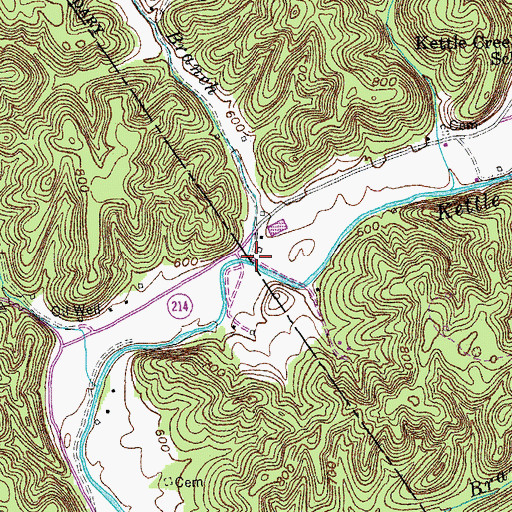 Topographic Map of Crawford Branch, KY
