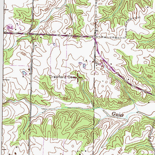 Topographic Map of Crawford Cemetery, KY