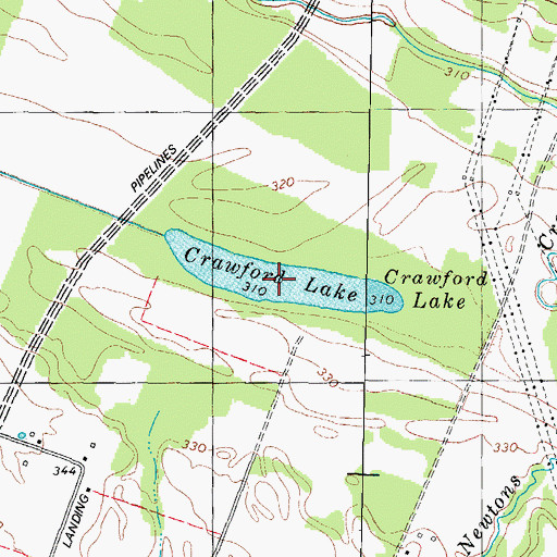 Topographic Map of Crawford Lake, KY