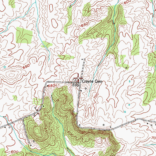 Topographic Map of Crayne Cemetery, KY