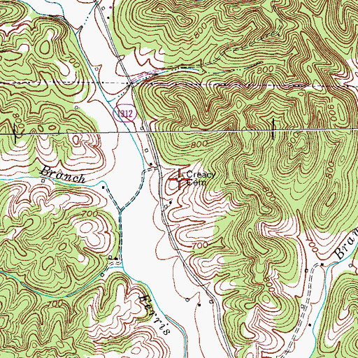 Topographic Map of Creacy Cemetery, KY