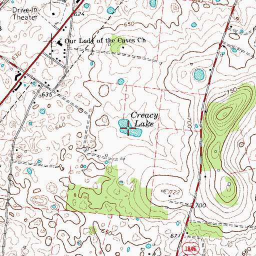Topographic Map of Creacy Lake, KY