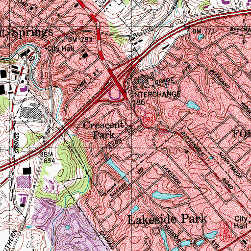 Topographic Map of Crescent Park, KY