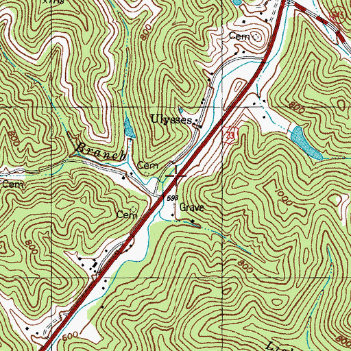 Topographic Map of Crestley Branch, KY