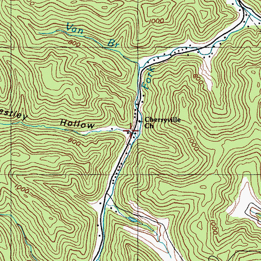 Topographic Map of Crestley Hollow, KY