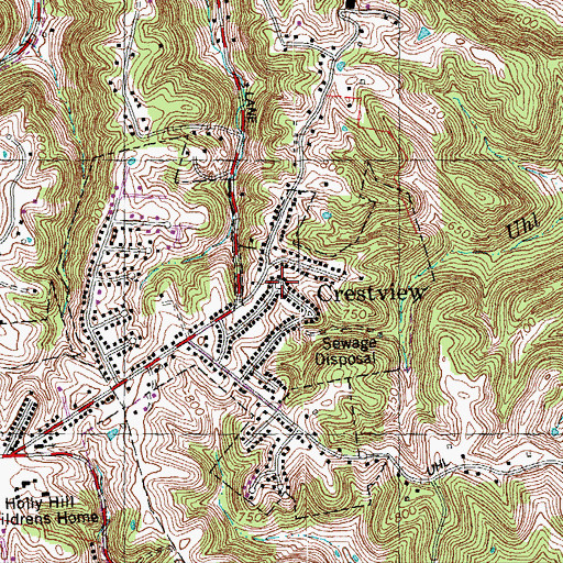Topographic Map of Crestview, KY