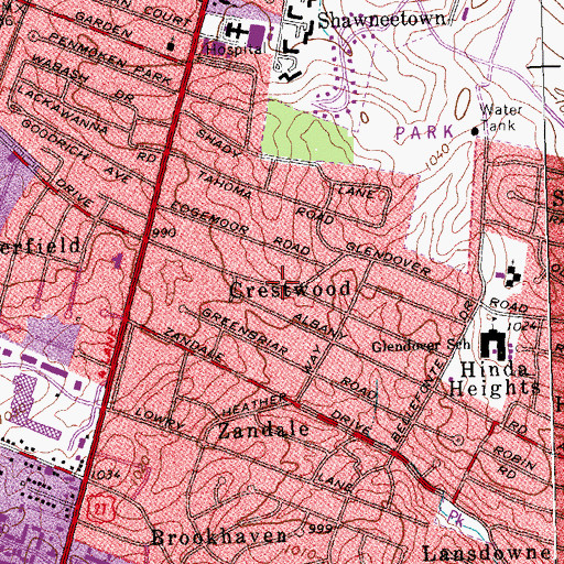 Topographic Map of Crestwood, KY