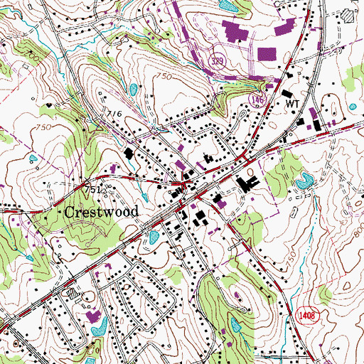 Topographic Map of Crestwood, KY