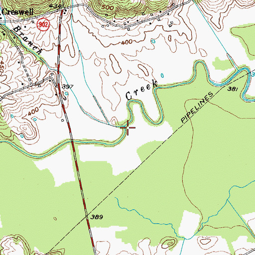 Topographic Map of Creswell Branch, KY
