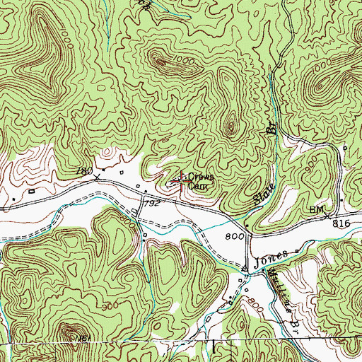 Topographic Map of Crews Cemetery, KY