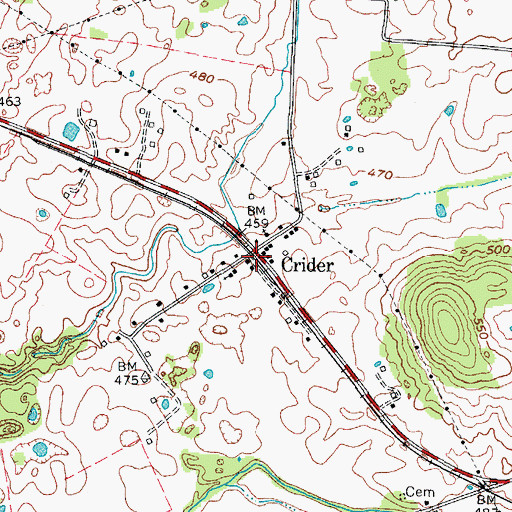 Topographic Map of Crider, KY