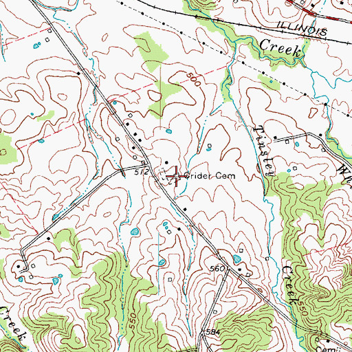 Topographic Map of Crider Cemetery, KY