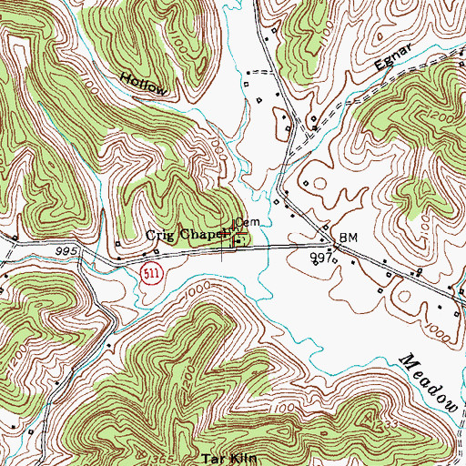 Topographic Map of Crig Chapel, KY