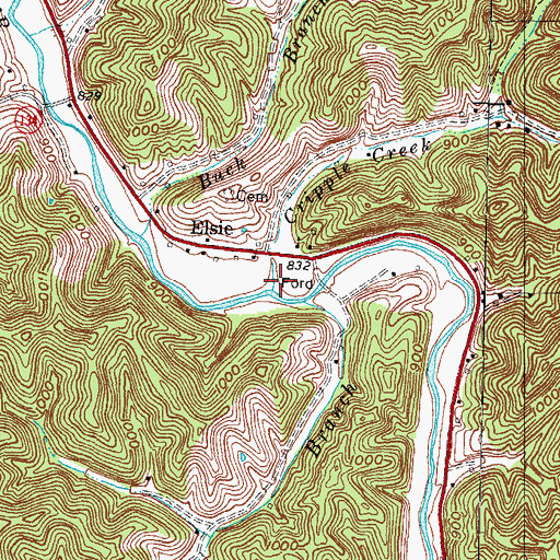 Topographic Map of Cripple Creek, KY