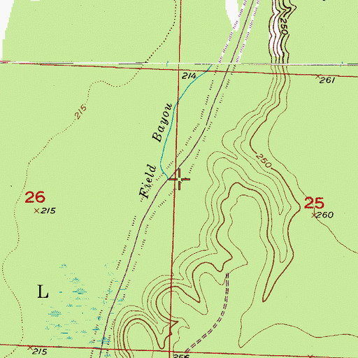 Topographic Map of Field Bayou, AR