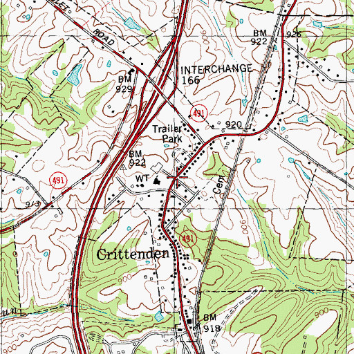Topographic Map of Crittenden, KY