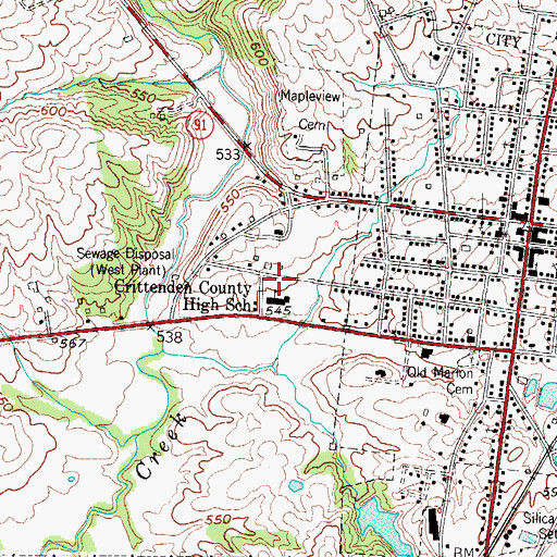 Topographic Map of Crittenden County High School, KY
