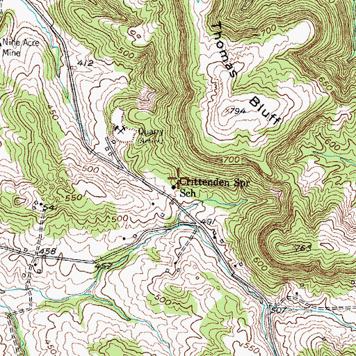 Topographic Map of Crittenden Spring School, KY