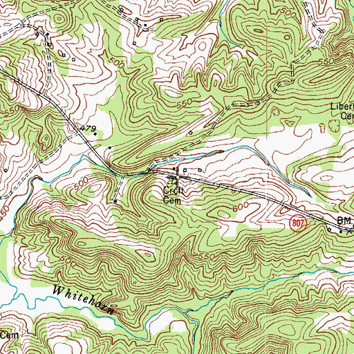 Topographic Map of Croft Cemetery, KY
