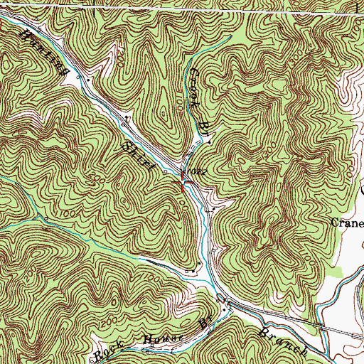 Topographic Map of Crook Branch, KY