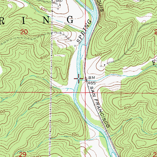 Topographic Map of Field Creek, AR
