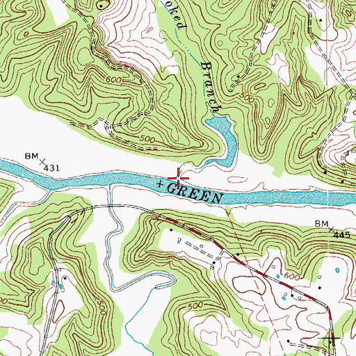 Topographic Map of Crooked Branch, KY
