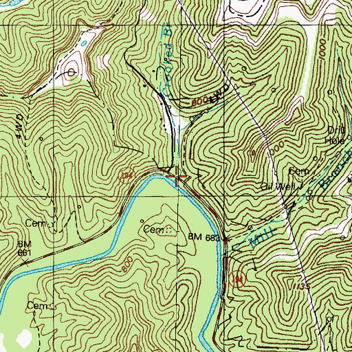 Topographic Map of Crooked Branch, KY
