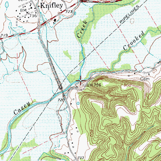 Topographic Map of Crooked Creek, KY
