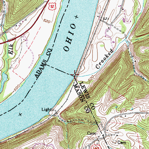 Topographic Map of Crooked Creek, KY