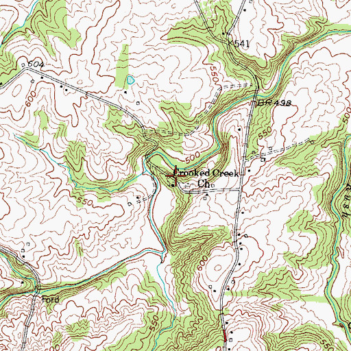 Topographic Map of Crooked Creek Church, KY
