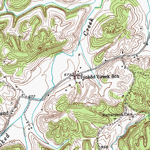Topographic Map of Crooked Creek School, KY