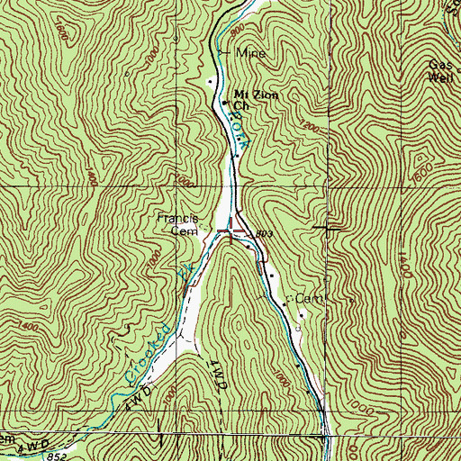 Topographic Map of Crooked Fork, KY