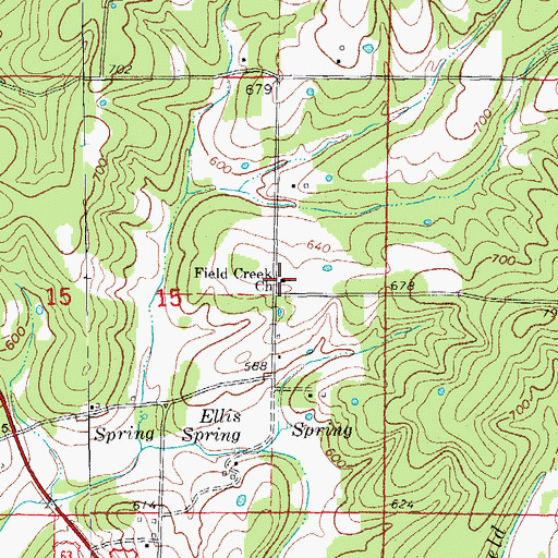 Topographic Map of Field Creek Church, AR