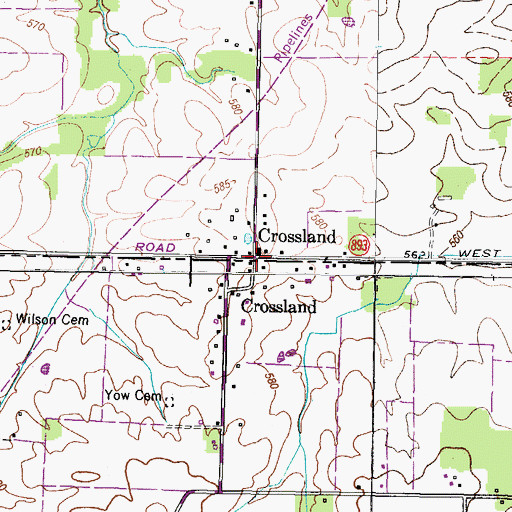 Topographic Map of Crossland, KY