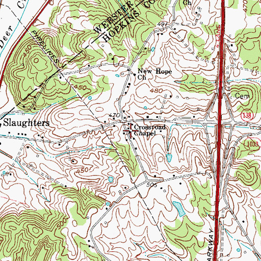 Topographic Map of Crossroad Chapel, KY