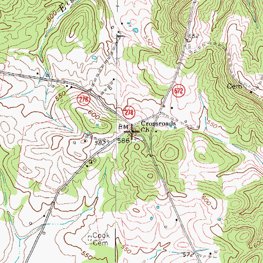 Topographic Map of Crossroads Christian Church, KY