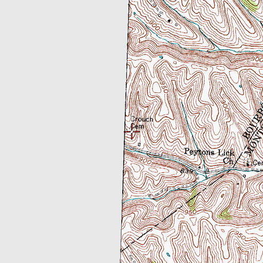 Topographic Map of Crouch Cemetery, KY