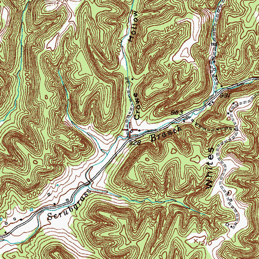 Topographic Map of Crowe Hollow, KY