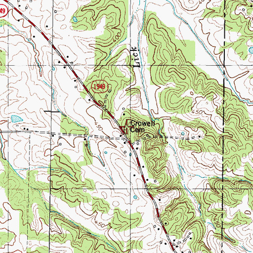 Topographic Map of Crowell Cemetery, KY