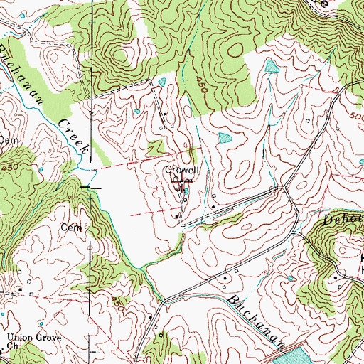 Topographic Map of Crowell Cemetery, KY