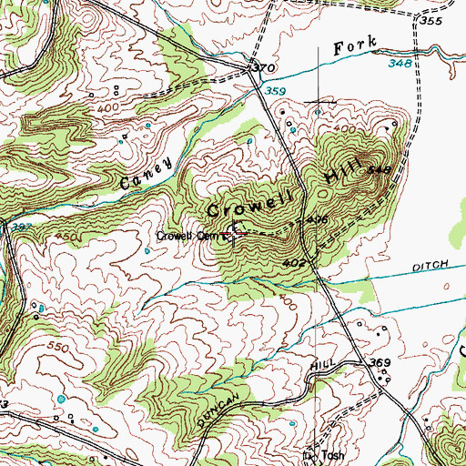 Topographic Map of Crowell Cemetery, KY