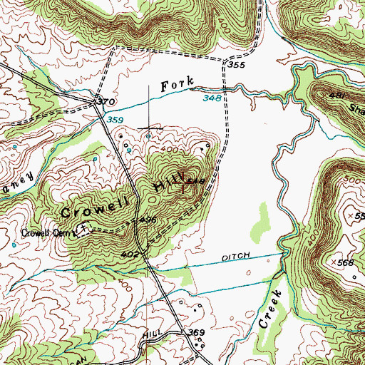 Topographic Map of Crowell Hill, KY