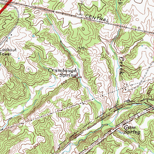 Topographic Map of Crumbaugh Spring, KY