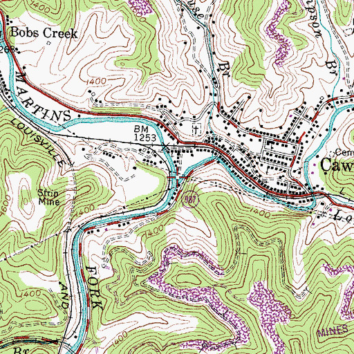 Topographic Map of Crummies Creek, KY