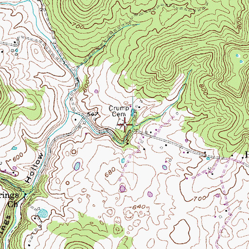 Topographic Map of Crump Cemetery, KY