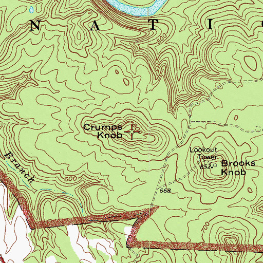 Topographic Map of Crumps Knob, KY