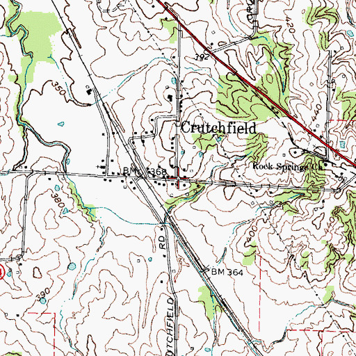 Topographic Map of Crutchfield, KY