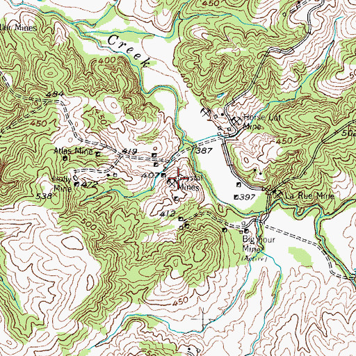 Topographic Map of Crystal Mines, KY